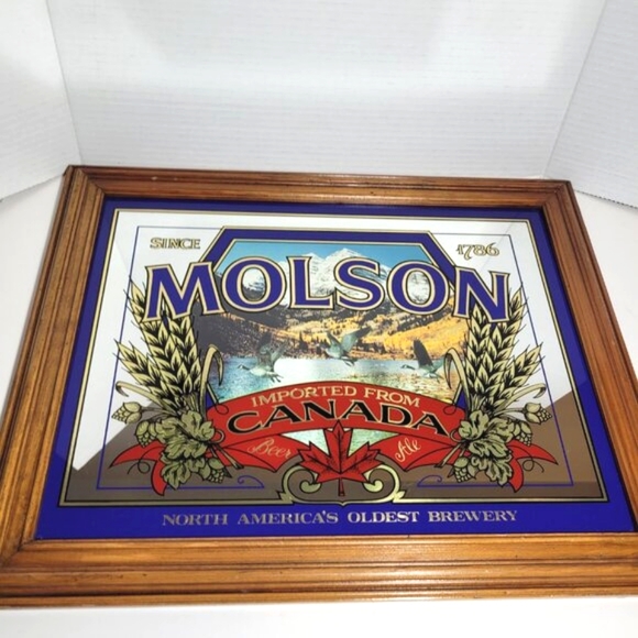Vintage Molson Beer Framed Mirror Canada Ale North Americas Oldest Brewery - Picture 1 of 8